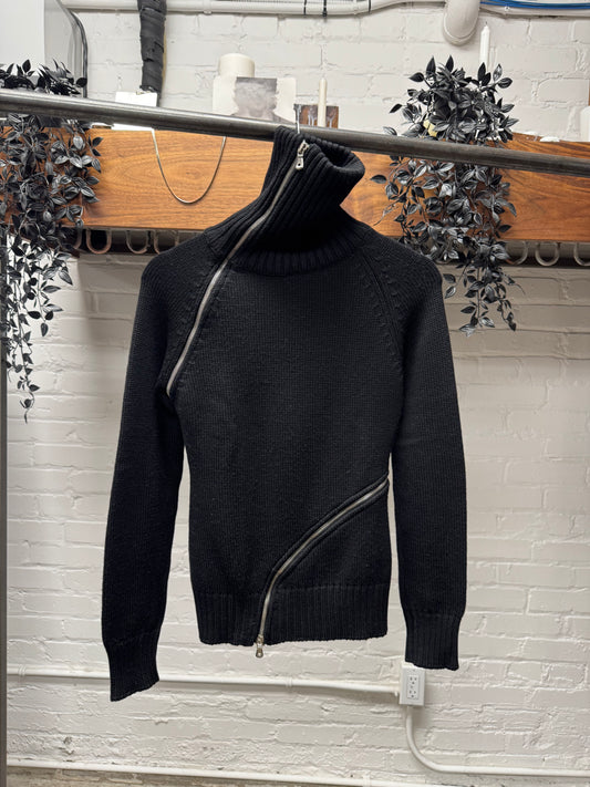 AW2003 Dolce & Gabbana ‘Spiral Zip’ Black Ribbed High Neck Sweater