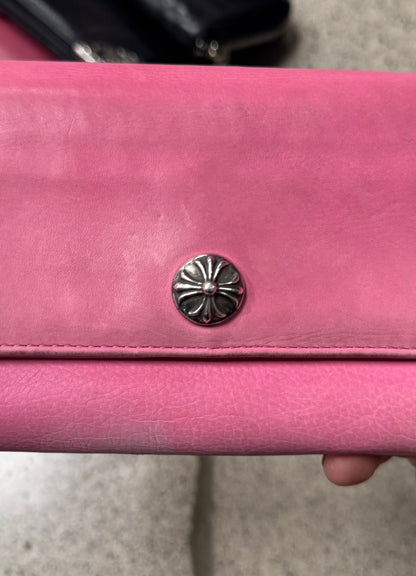 Chrome Hearts Pink ‘Continental’ Long Calfskin Leather Wallet