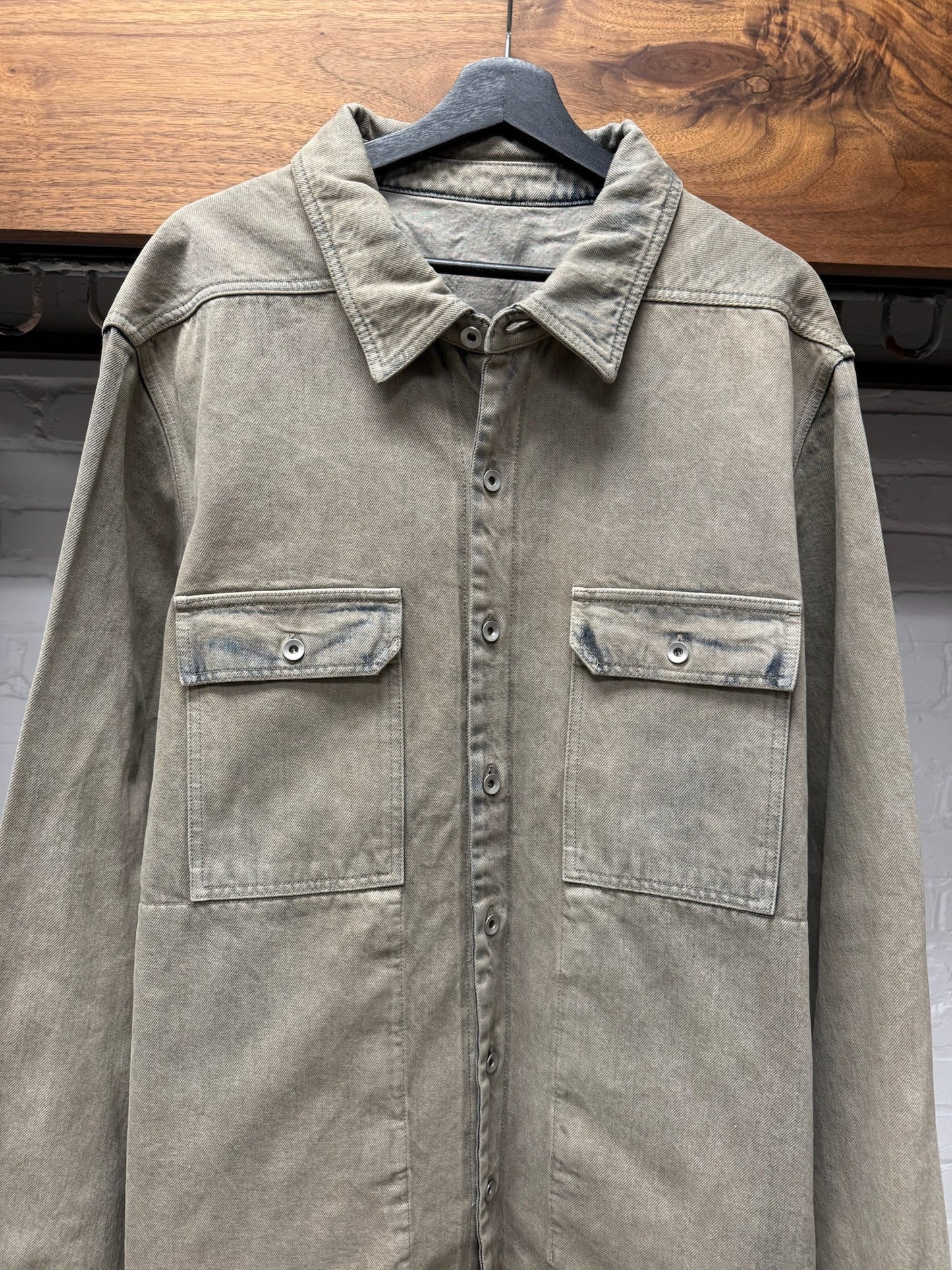 Rick Owens DRKSHDW ‘Mineral/Pearl’ Washed Denim Overshirt