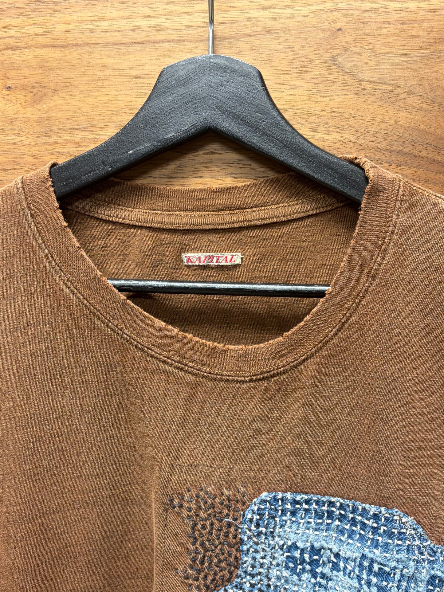 Kapital ‘Sashiko Denim Repaired’ Brown/Blue Pocket T-Shirt