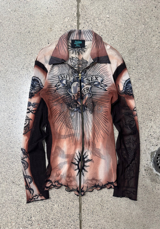 SS1996 Jean Paul Gaultier ‘Safe Sex Forever’ Mesh Collared Zip-Up