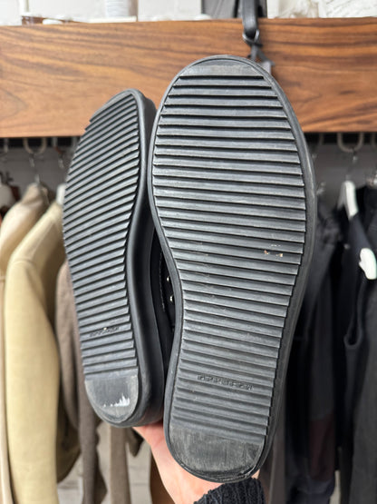 Rick Owens Waxed Nylon ‘Ramones’ Black High Top Sneakers