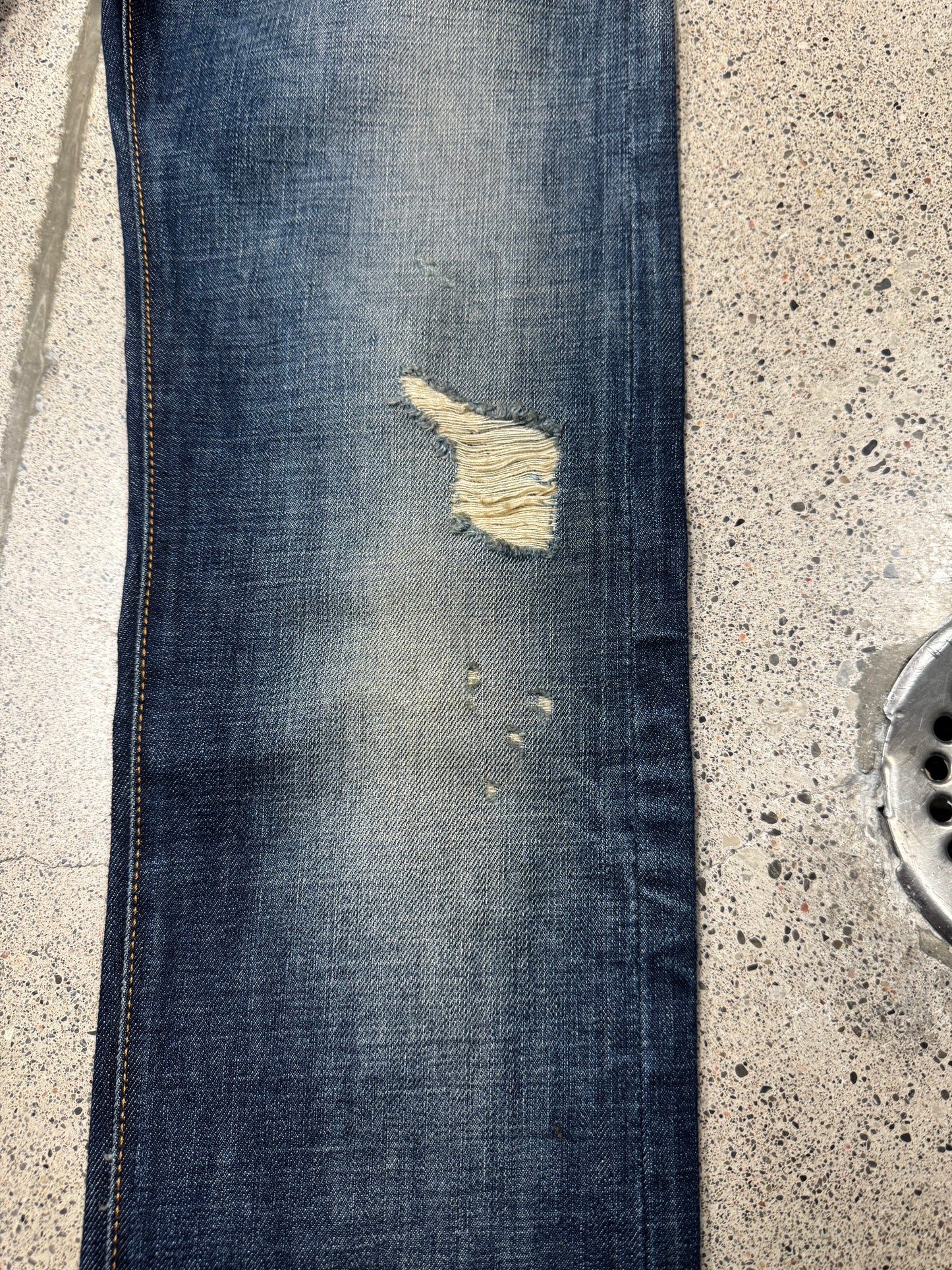 Dior Homme ‘Cool Summerday’ Raw Blue Distressed Unaltered Denim