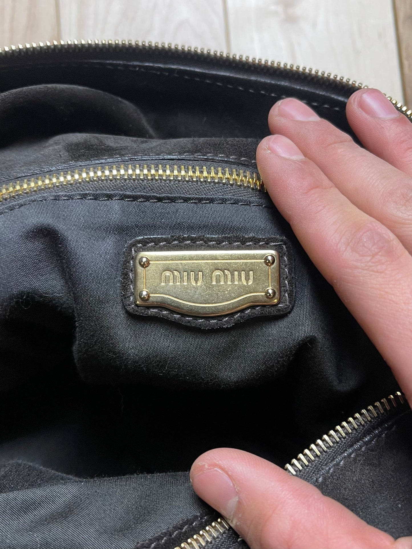 Miu Miu Suede Full Size Crossbody/Top Handle Bag