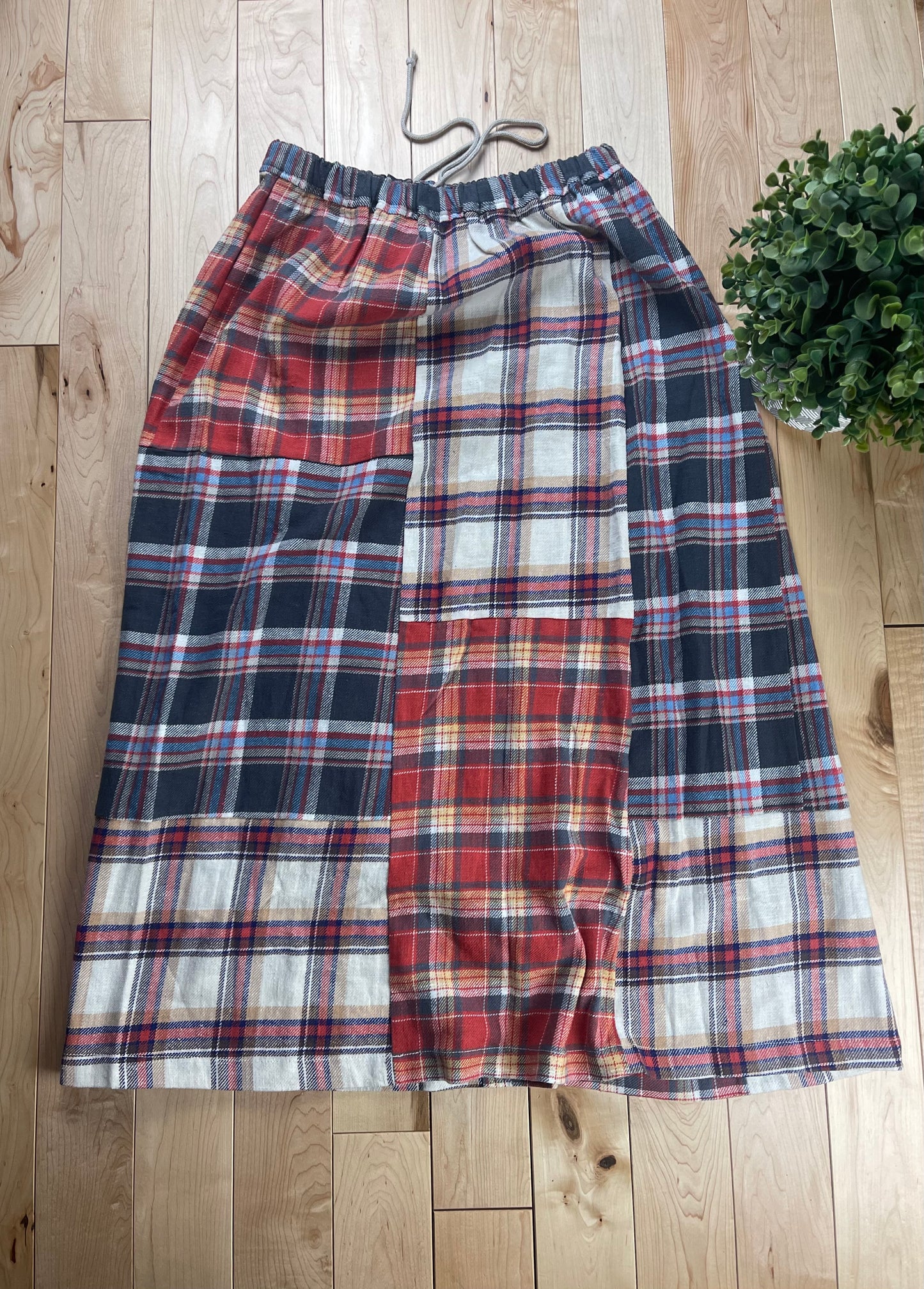 Vintage 1990s Yohji Yamamoto Y’s For Living Tartan Plaid Patchwork Skirt