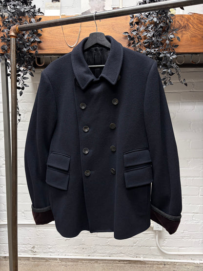 Vintage Gucci by Frida Giannini Double Breasted Wool Coat with Velvet Trim