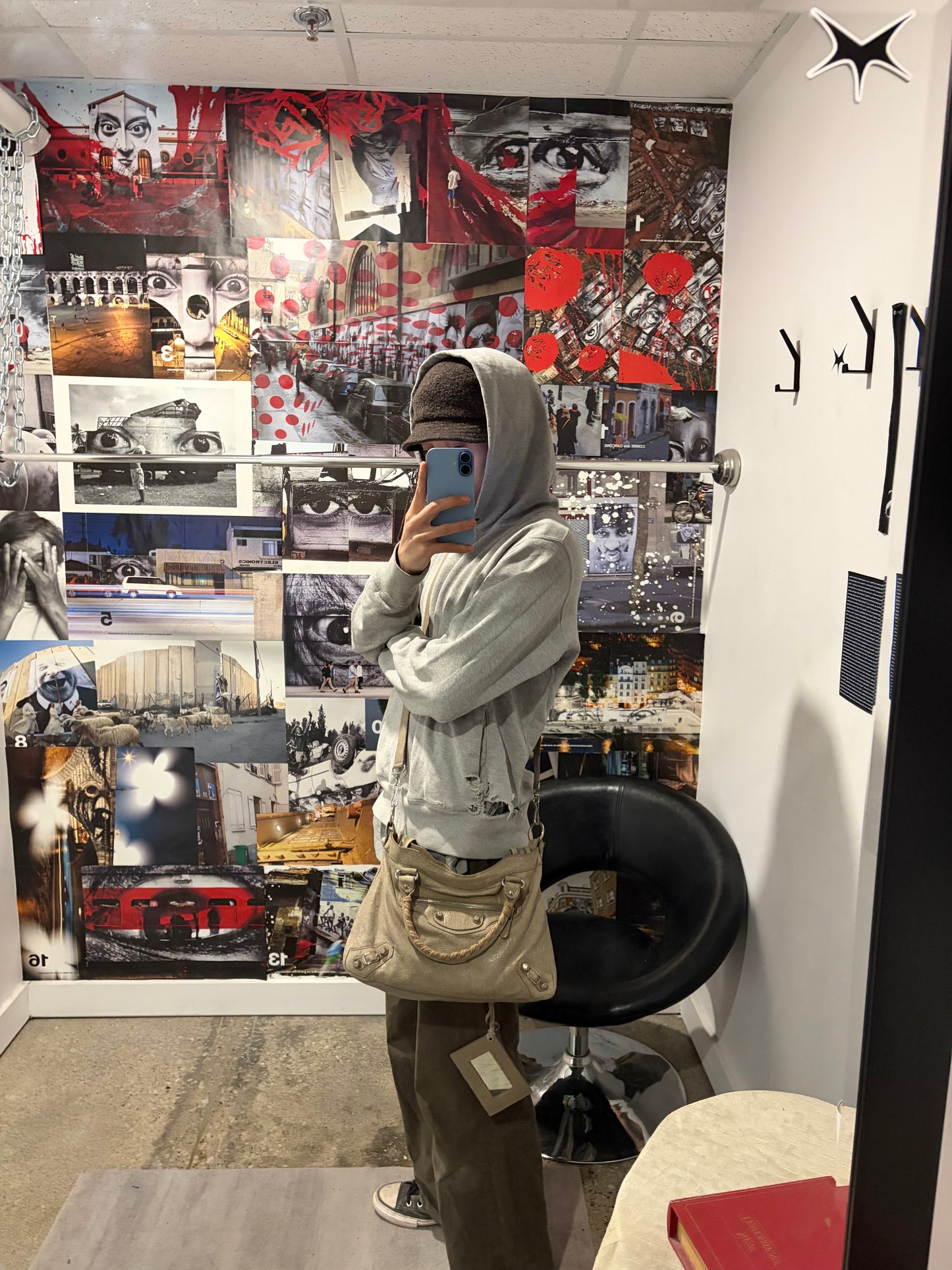 Balenciaga Mini Taupe Brown ‘City Bag’ with Mirror and Crossbody Strap