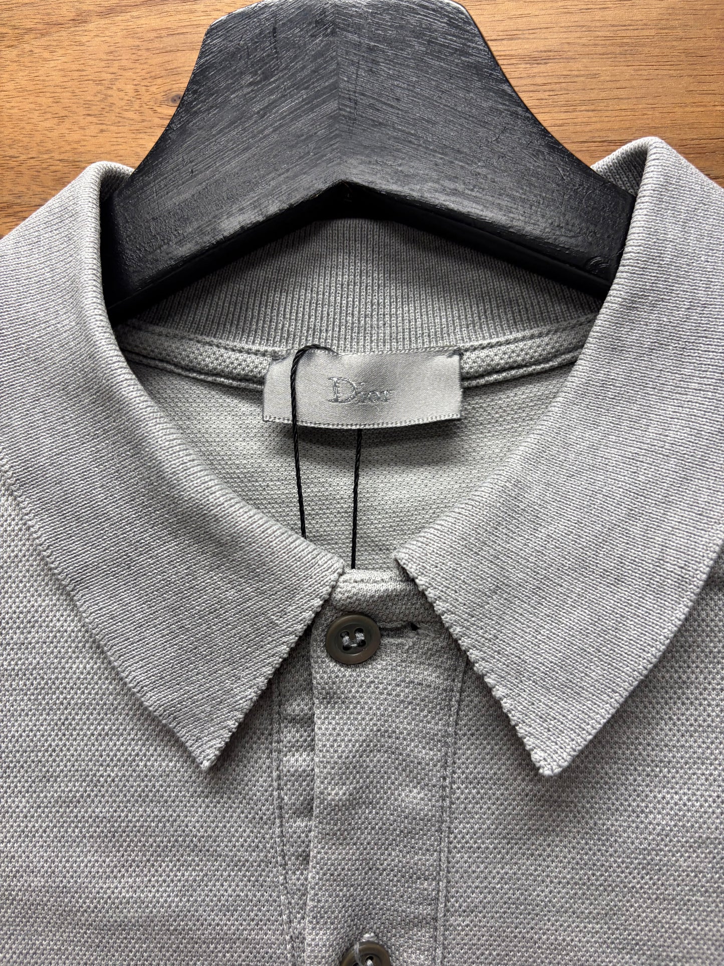 SS2004 Dior Homme by Hedi Slimane ‘Strip’ Grey Bee Embroidered Logo Polo