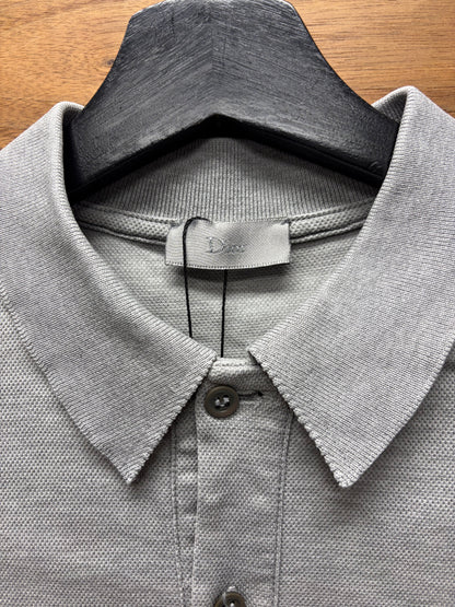SS2004 Dior Homme by Hedi Slimane ‘Strip’ Grey Bee Embroidered Logo Polo