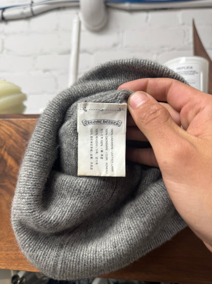 Chrome Hearts Cashmere ‘Flooded’ Leather Cross Patch Beanie