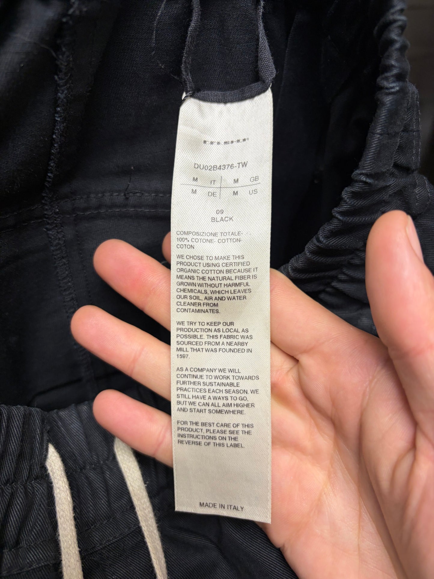 Rick Owens ‘Creatch’ Black Drawstring Cotton Cargo Sweatpants