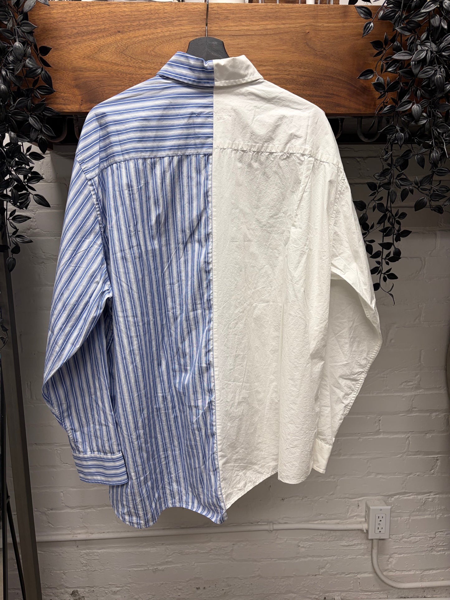 SS2023 Maison Margiela ‘Spliced Logo’ Pinstripe/White Button Up Shirt