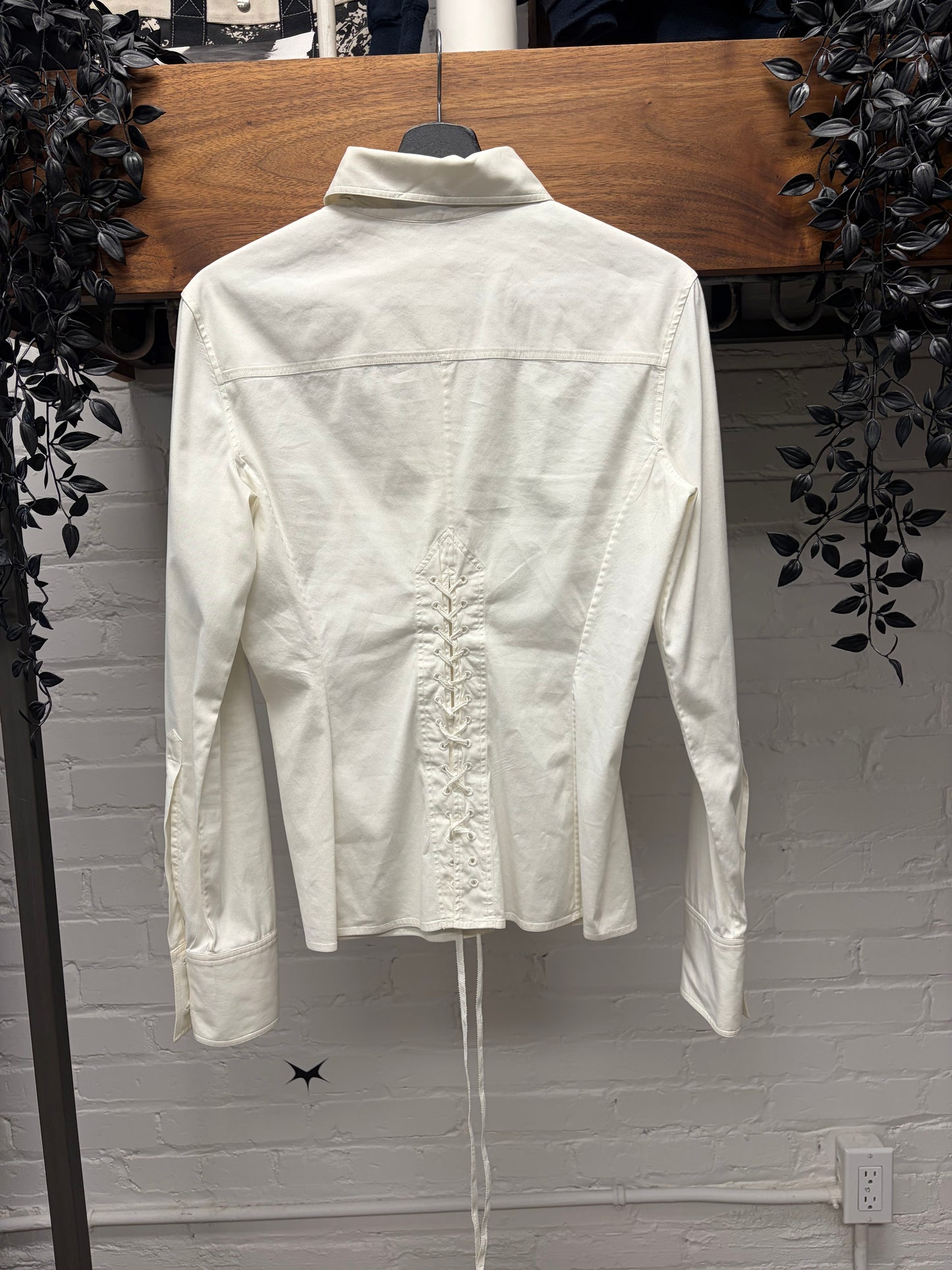 SS2002 Gucci by Tom Ford ‘Corset Lace’ White Button Up Collared Shirt