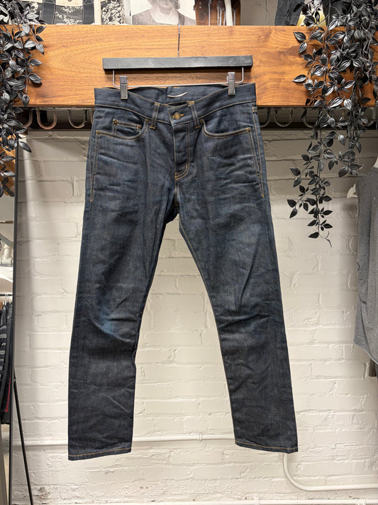 2020 Saint Laurent ‘D18’ Natural Raw Blue Skinny Jeans