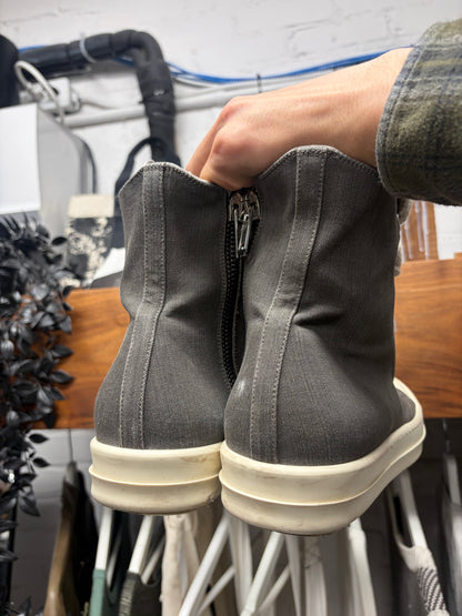 Rick Owens ‘Jumbo Lace’ Ramones Grey Canvas High Top Sneakers