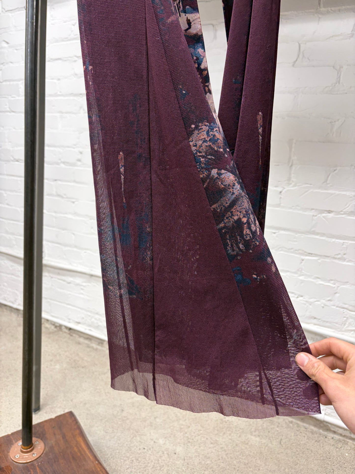 Vintage Jean Paul Gaultier Layered Mesh ‘Plum’ Flared Cut Pants