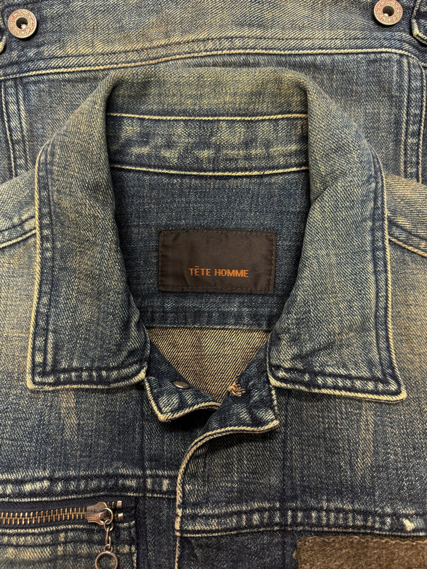 Tete Homme Wool Pocket Denim Trucker Jacket