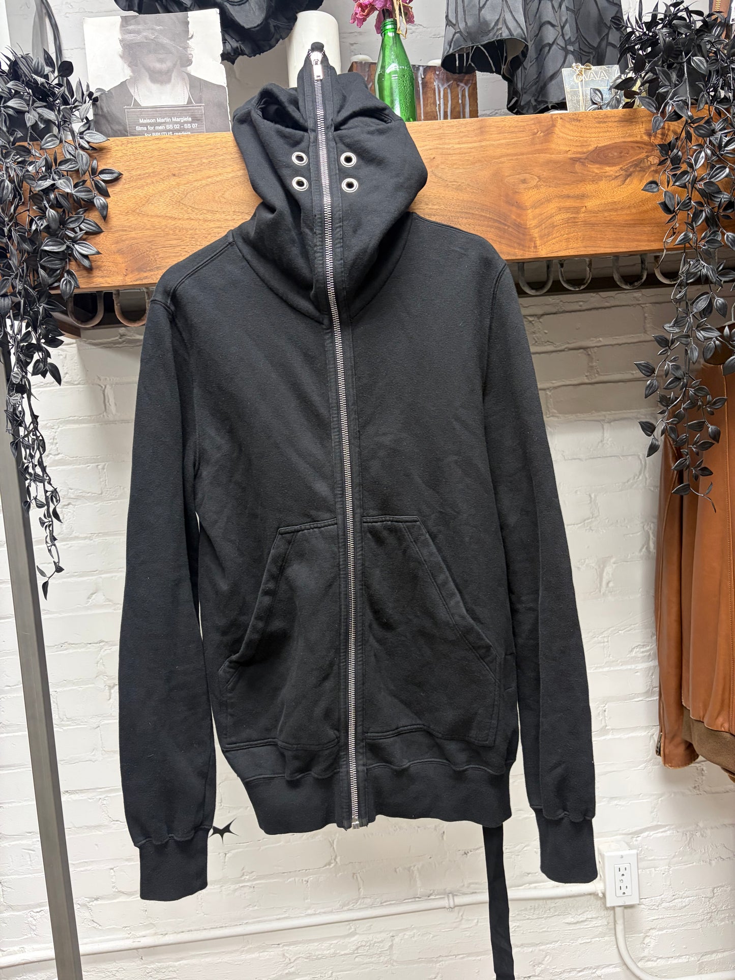Rick Owens ‘Gimp’ Full Zip Eyelet Cutout Black Zip-Up Hoodie