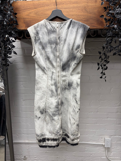 SS2015 Rick Owens ‘Faun’ Batik Grey Smoke Washed Denim Dress
