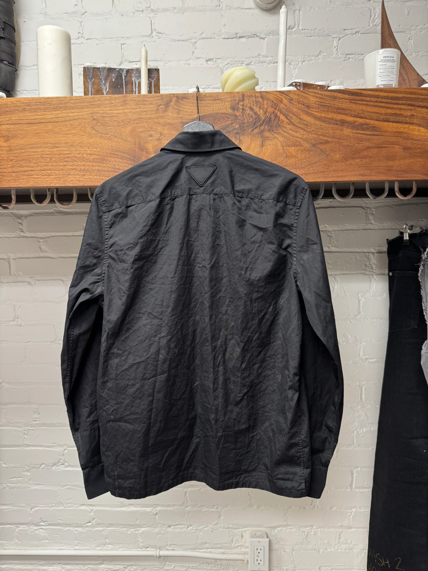 Prada Black ‘Saffiano’ Emblem Button Up Shirt