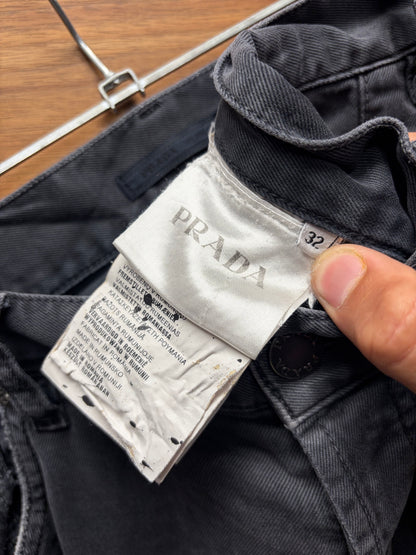 2015 Prada Faded Black Stacked Length Skinny Jeans