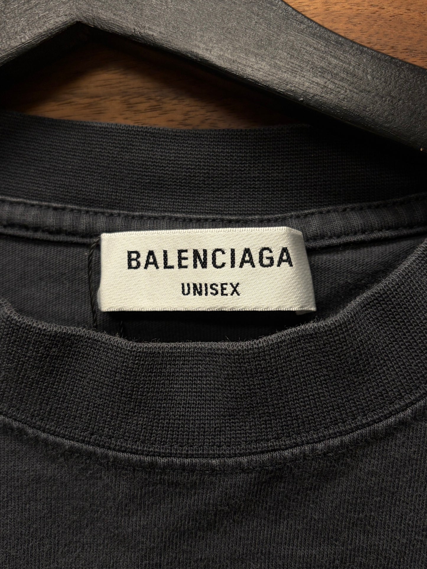 2022 Balenciaga ‘BB Crest’ Embroidered Logo Black Crped Fit T-Shirt