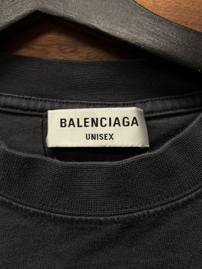 2022 Balenciaga ‘BB Crest’ Embroidered Logo Black Crped Fit T-Shirt