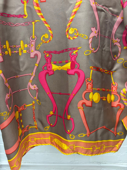 Vintage 80s Gucci Silk Horsebit Patterned Full Print Shirt