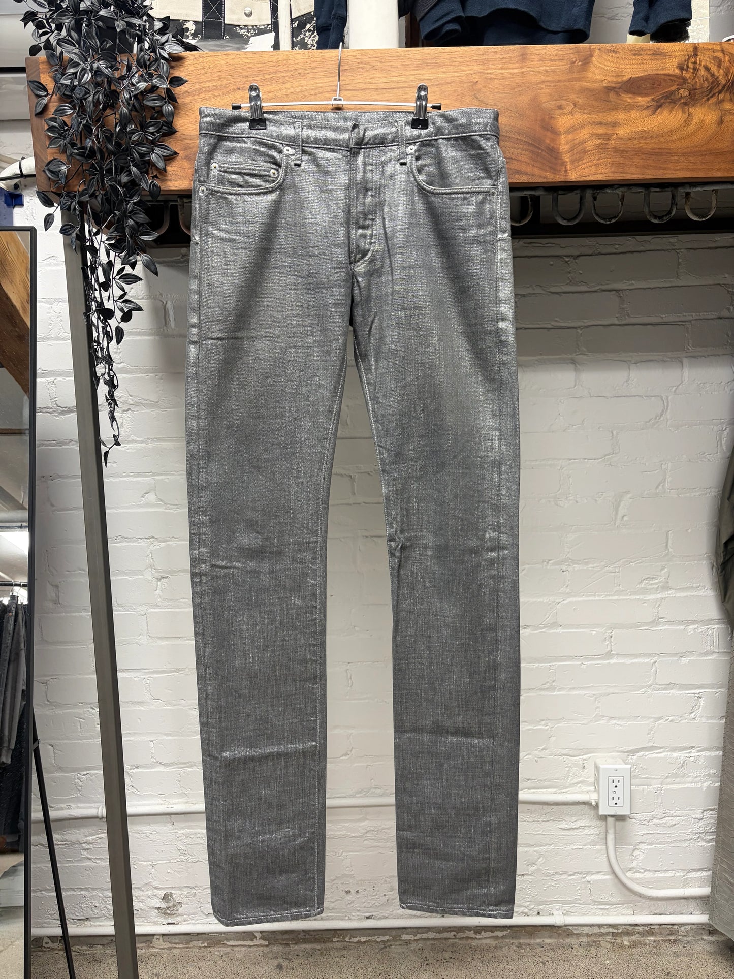 SS2008 Dior Homme ‘Radioactivity’ Unaltered Silver Waxed Skinny Jeans
