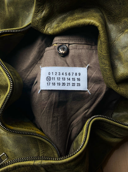 Spring Summer 2001 Maison Margiela Buffalo Leather Washed Green Jacket