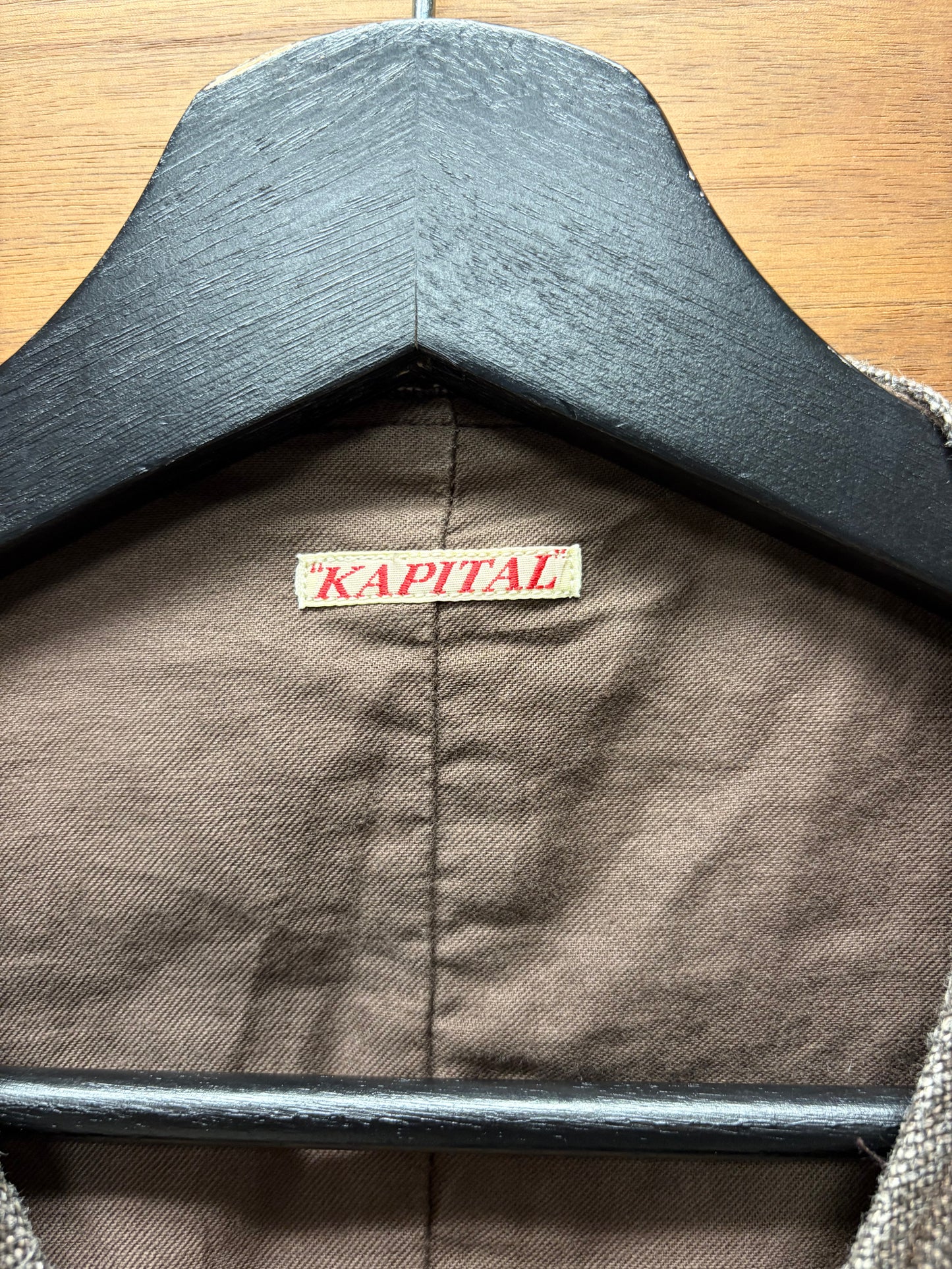 Kapital Asymmetric Buckle-Back Brown Linen Vest