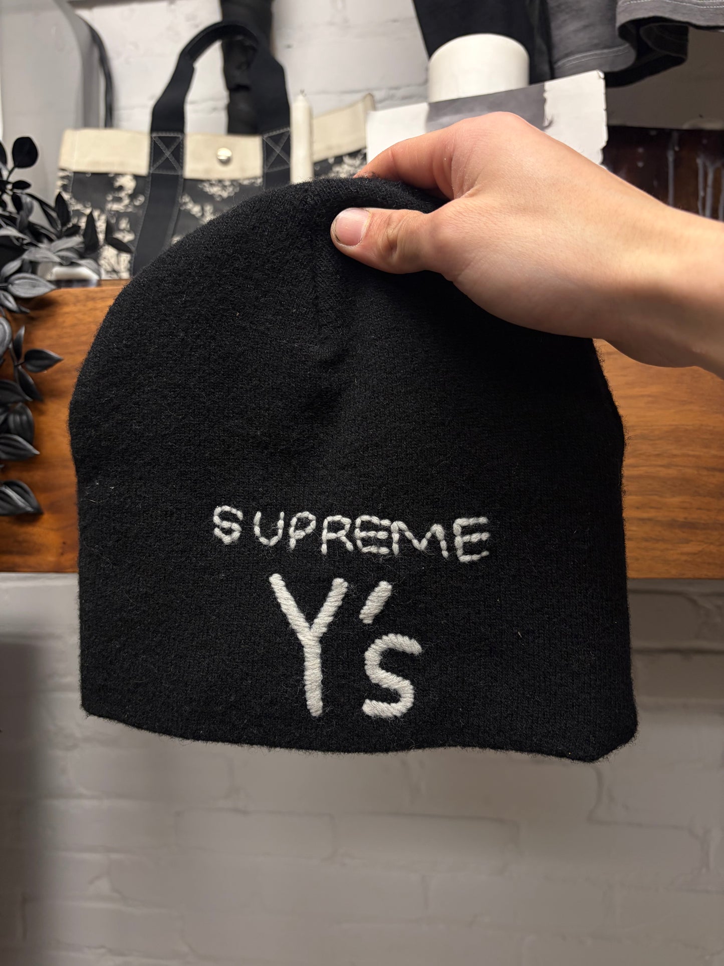 AW2025 Supreme x Yohji Yamamoto Skull Embroidered Logo Beanie