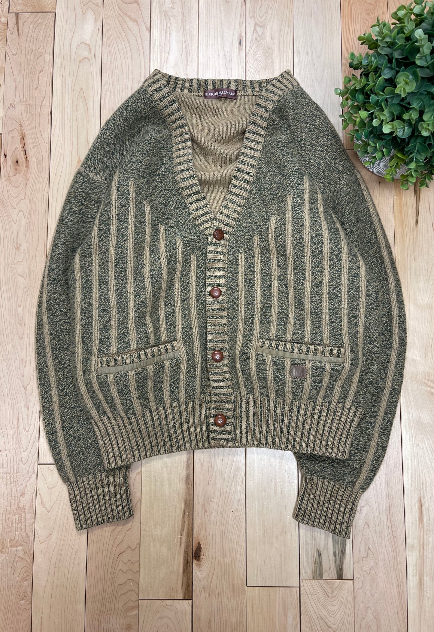 Vintage Balmain Heavyweight Wood Button Cardigan