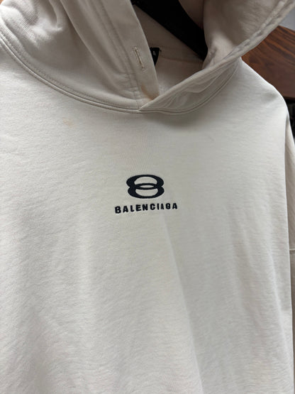 SS2022 Balenciaga ‘Unity Logo’ Cream White Pullover Hoodie
