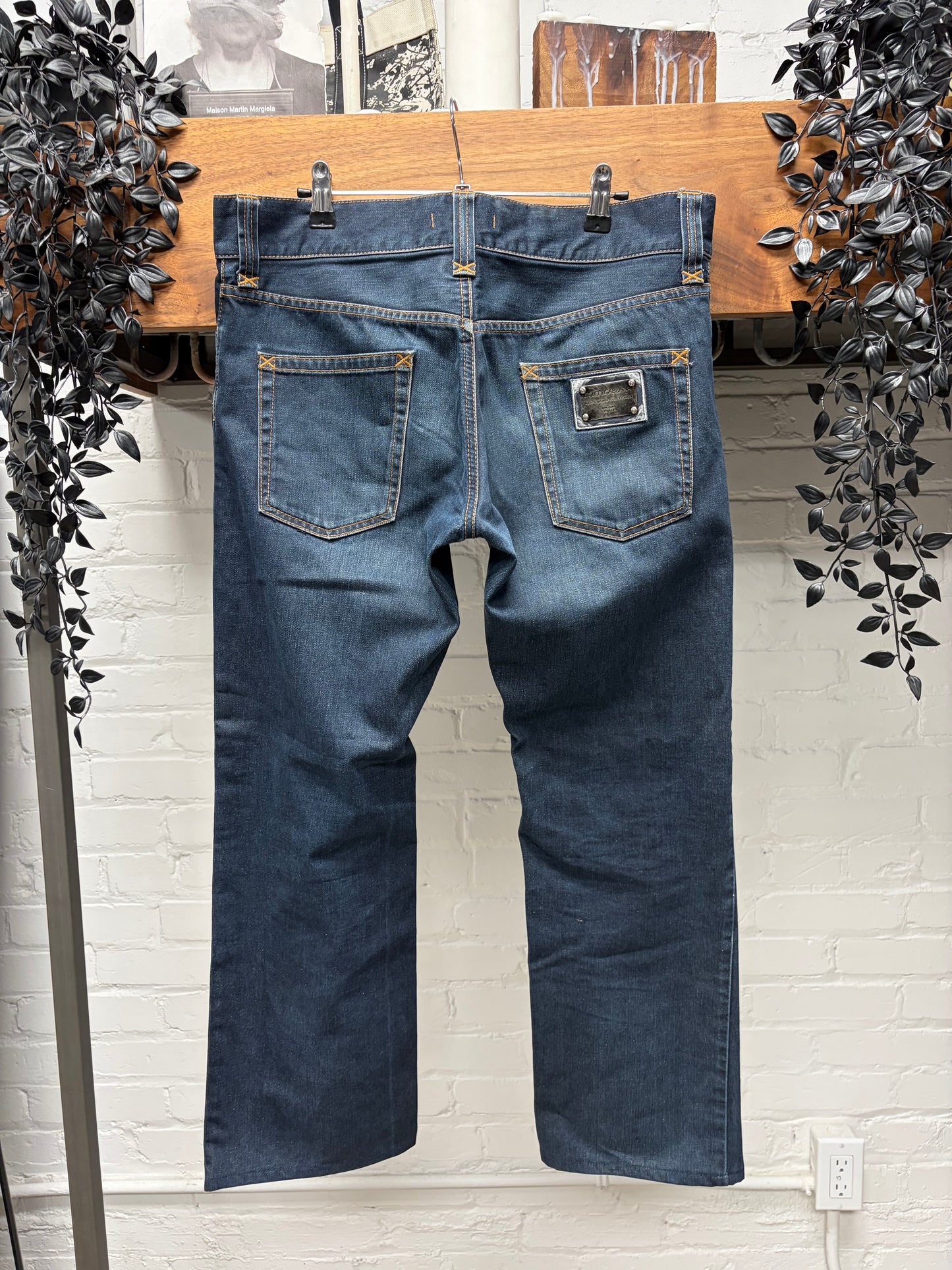 2000s Dolce & Gabbana Raw Washed Blue Bootcut Denim