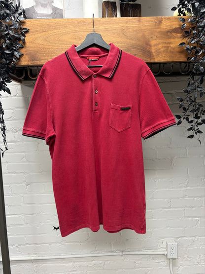 Prada Sport Logo Red/Black Striped Cotton Polo