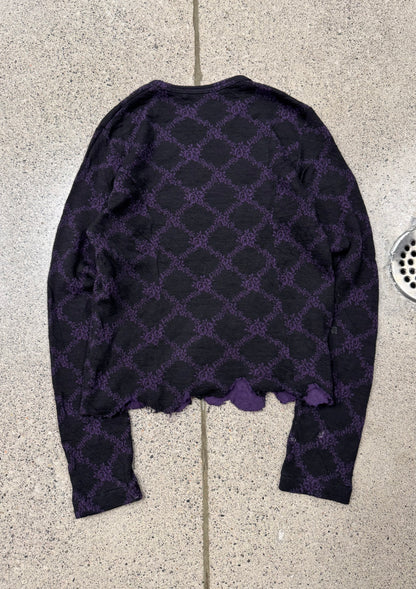 AW2002 Junya Watanabe Black/Purple Diamond Pattern Grunge Sweater