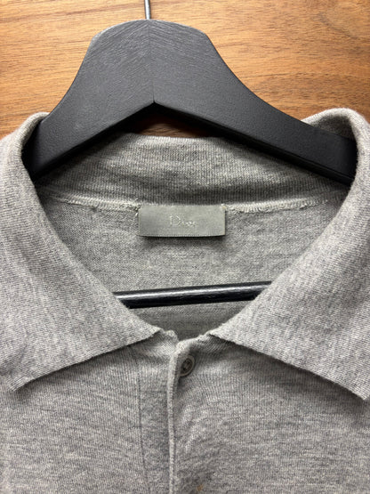 SS2005 Dior Homme by Hedi Slimane ‘Beck’ Grey Cashmere Long Sleeve Knit Polo