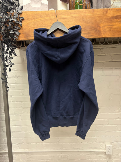 2023 Saint Laurent ‘YSL’ Navy Blue Embroidered Logo Hoodie