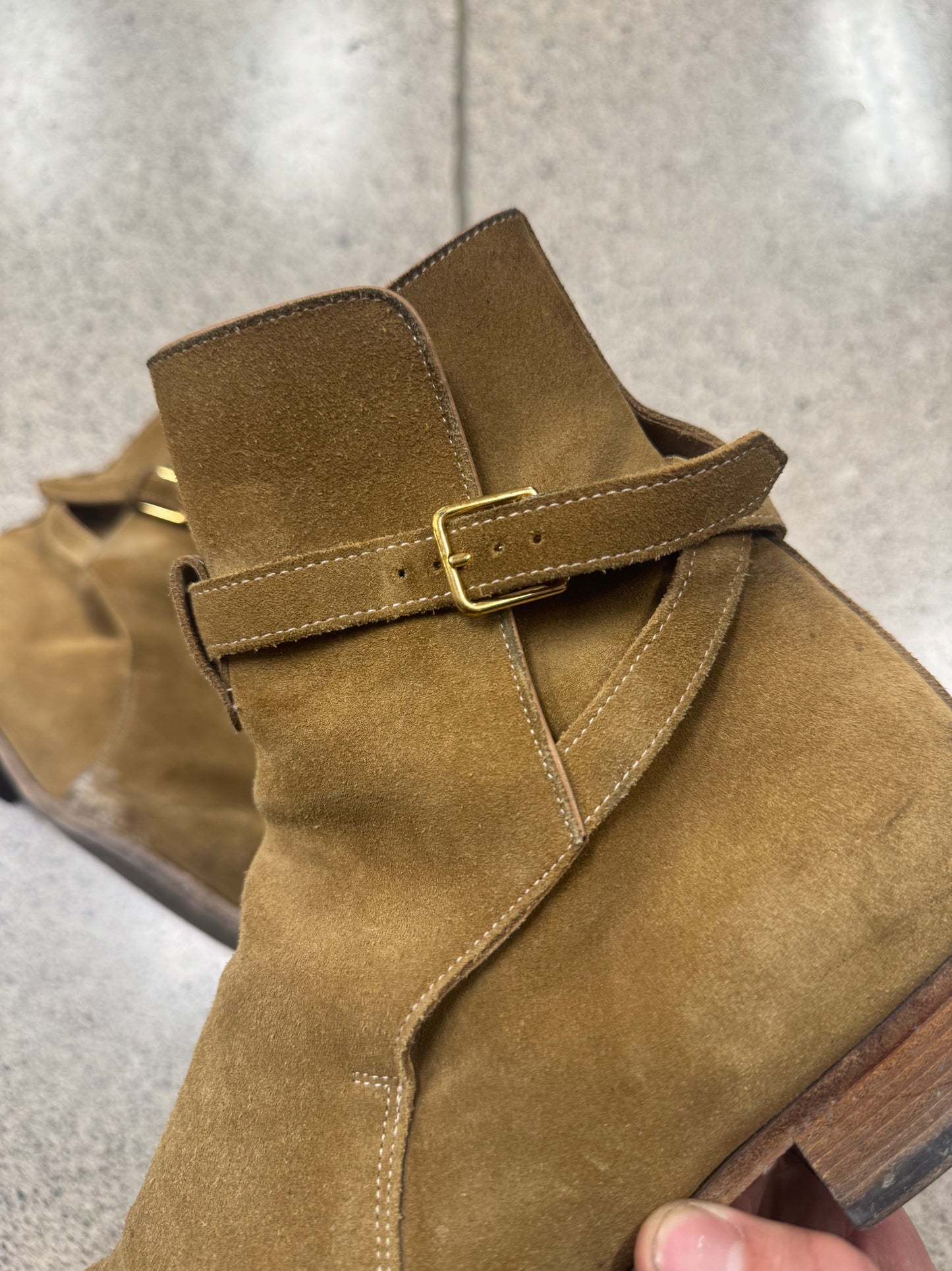 Saint Laurent ‘Jodhpur’ Brown Suede Buckle Boots