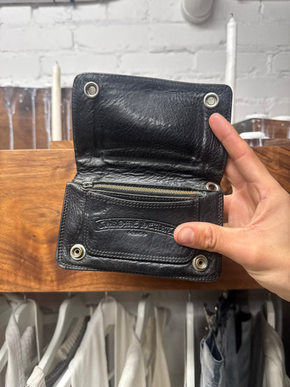 Chrome Hearts DBL Cross Ball Black Calfskin Leather Wallet