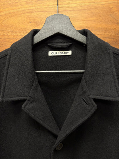 Our Legacy Cashmere/Virgin Wool Black ‘Archive Box Jacket' with Cow Horn Buttons