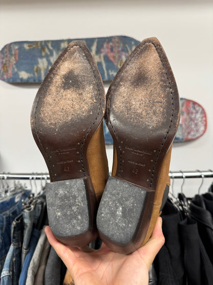 Saint Laurent ‘Lukas’ Brown Suede Cuban Heel Boots