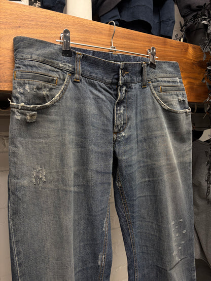 2000s Dolce & Gabbana ‘Dirt Washed’ Dark Blue Bootcut Denim