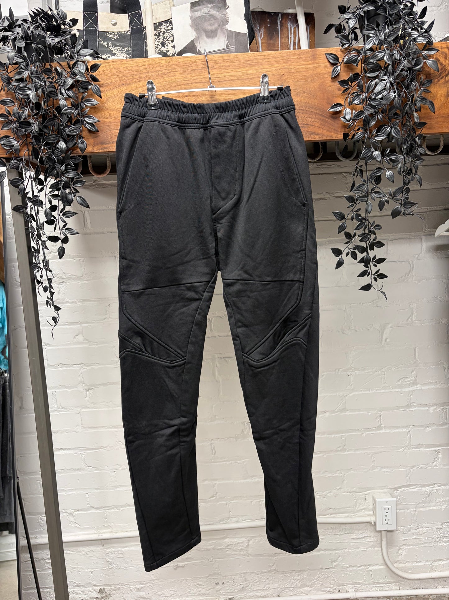 AW2016 Julius Glossy Black Nylon/Cotton Blend Drop Crotch Pants