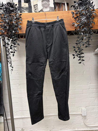 AW2016 Julius Glossy Black Nylon/Cotton Blend Drop Crotch Pants