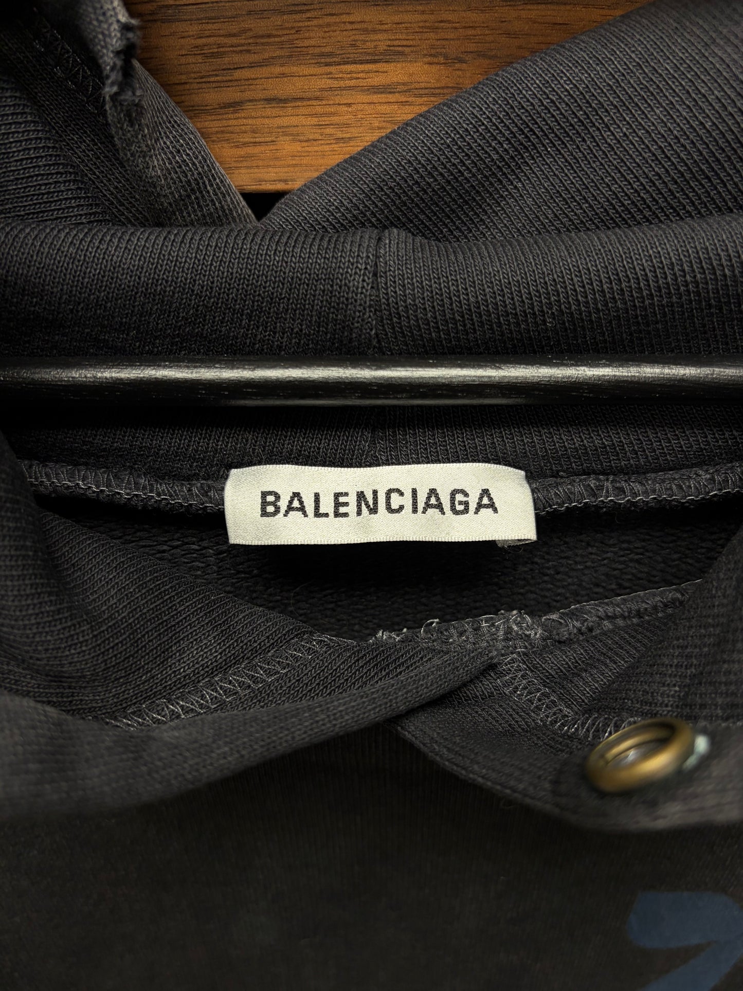 2018 Balenciaga ‘Whale’ Distressed Grey Cotton Hoodie
