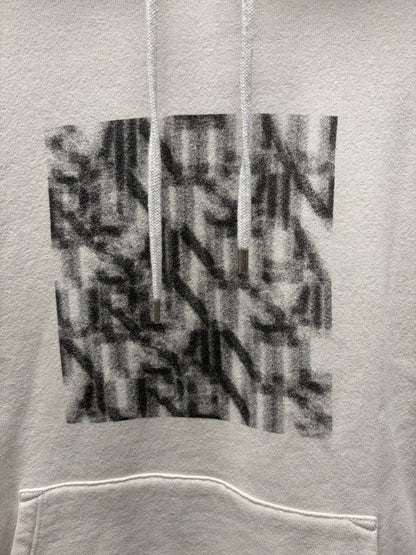 2021 Saint Laurent ‘Block Logo’ Grey Cotton Pullover Hoodie