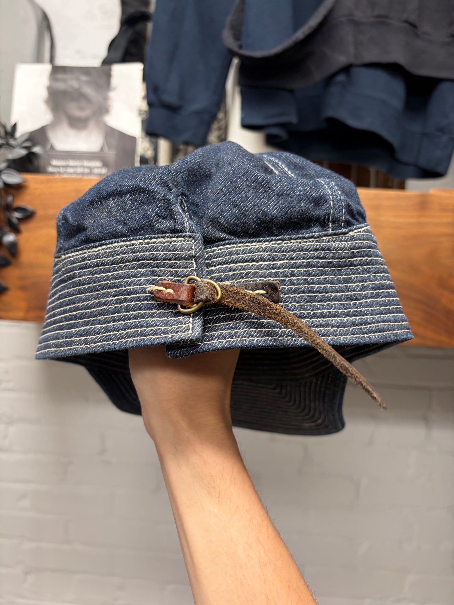 Kapital 11.5 oz Raw Blue Indigo Denim Strap-Back Hat