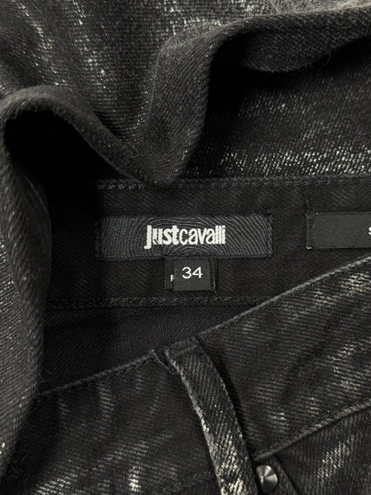 Roberto Cavalli Waxed Black Skinny Jeans